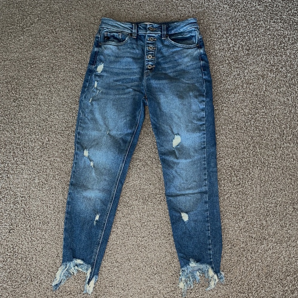 KanCan High Rise Button Fly Ankle Skinny Jeans